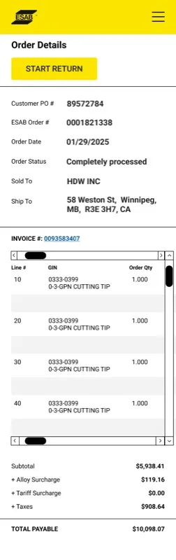 Mobile · Order Details